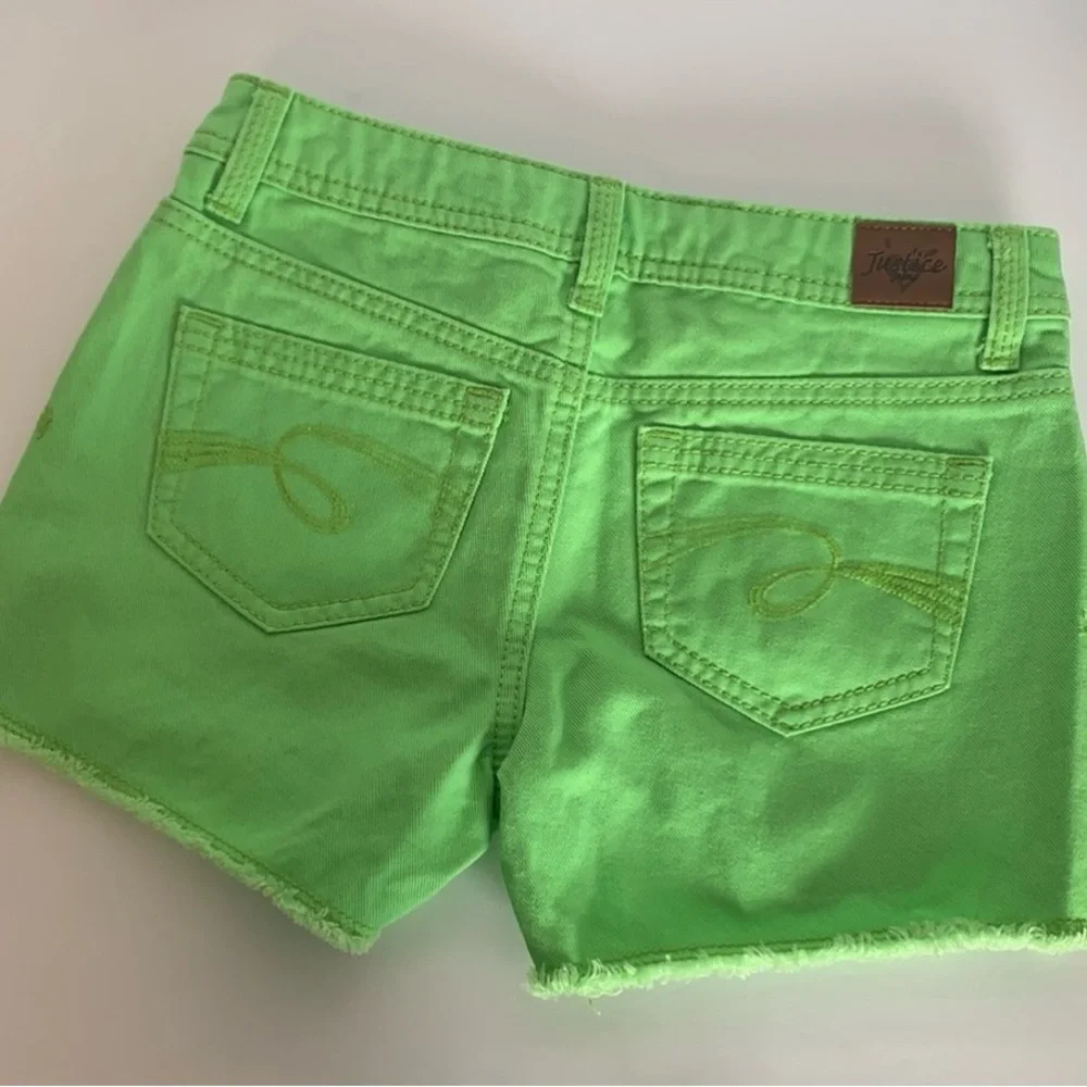 Justice lime green Jean shorts.  Simply low style  Girls size 14 S